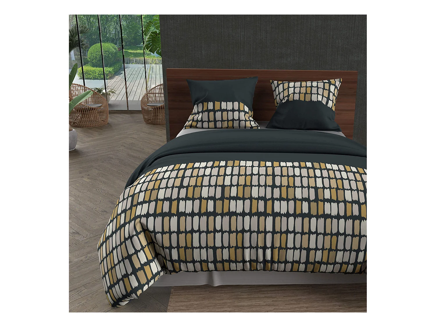 Parure de lit Fabio anthracite 240x220 cm