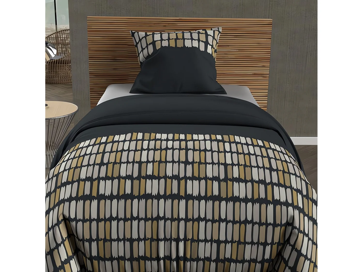 Set funda nórdica de algodón 57 hilos 140x200 cm FABIO gris