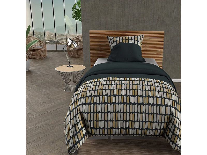 Set funda nórdica de algodón 57 hilos 140x200 cm FABIO gris