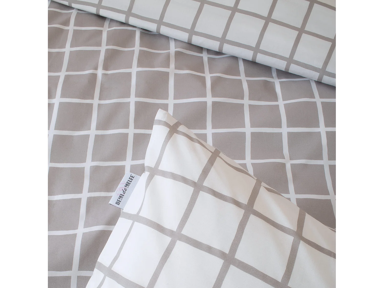 Parure de lit percale Max gris 140x200 cm - Tradilinge