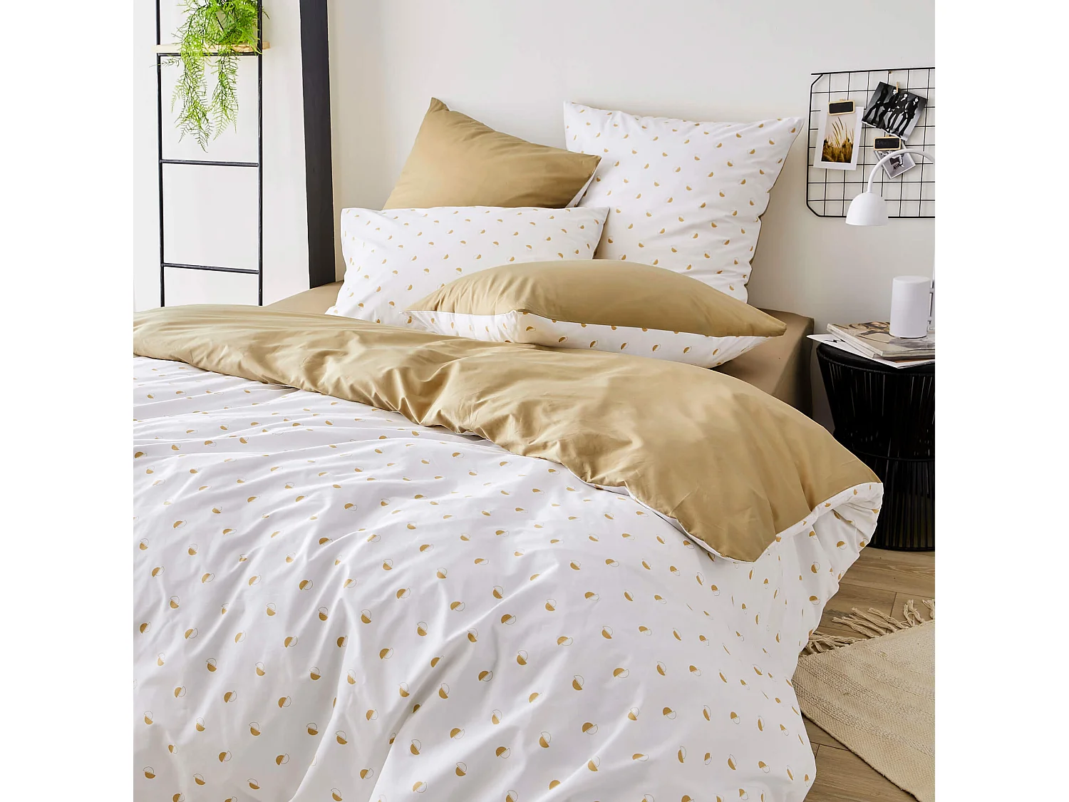 Parure de lit percale Alex moka 140x200 cm - Tradilinge