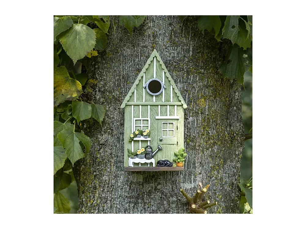 Meisen-Nistkasten aus Polyresin und Sperrholz Gartenhaus