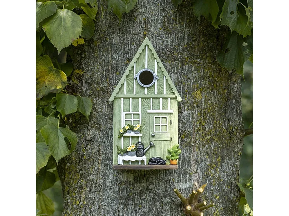 Meisen-Nistkasten aus Polyresin und Sperrholz Gartenhaus