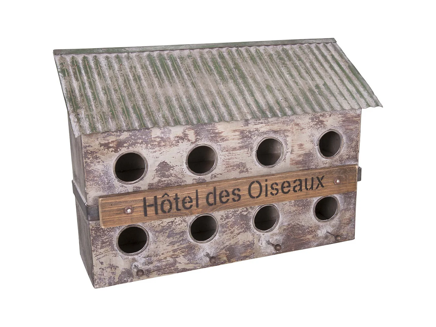 Nichoir 8 oiseaux en fer et sapin Hôtel des oiseaux