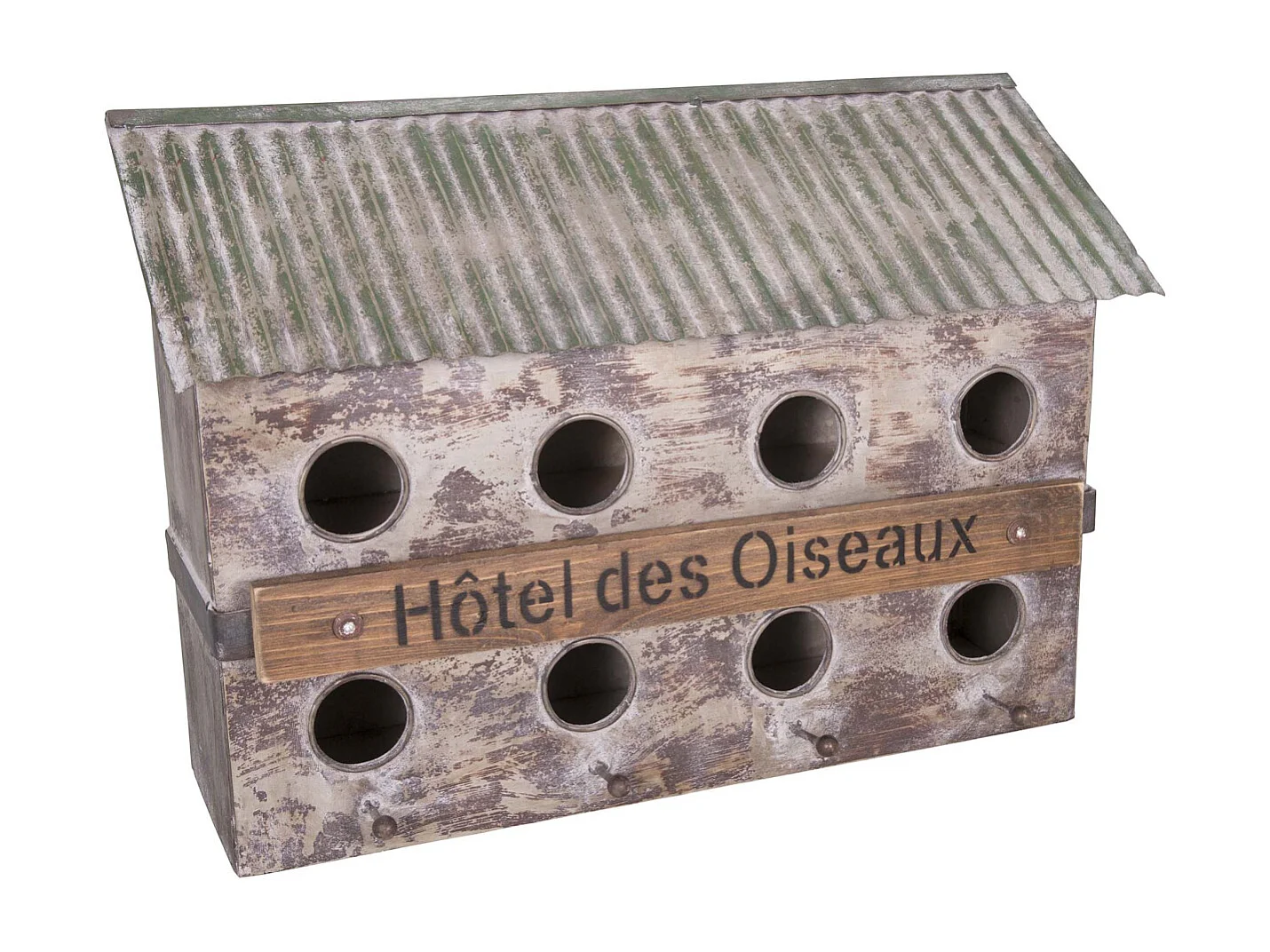 Nichoir 8 oiseaux en fer et sapin Hôtel des oiseaux