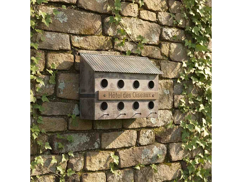 Nichoir 8 oiseaux en fer et sapin Hôtel des oiseaux