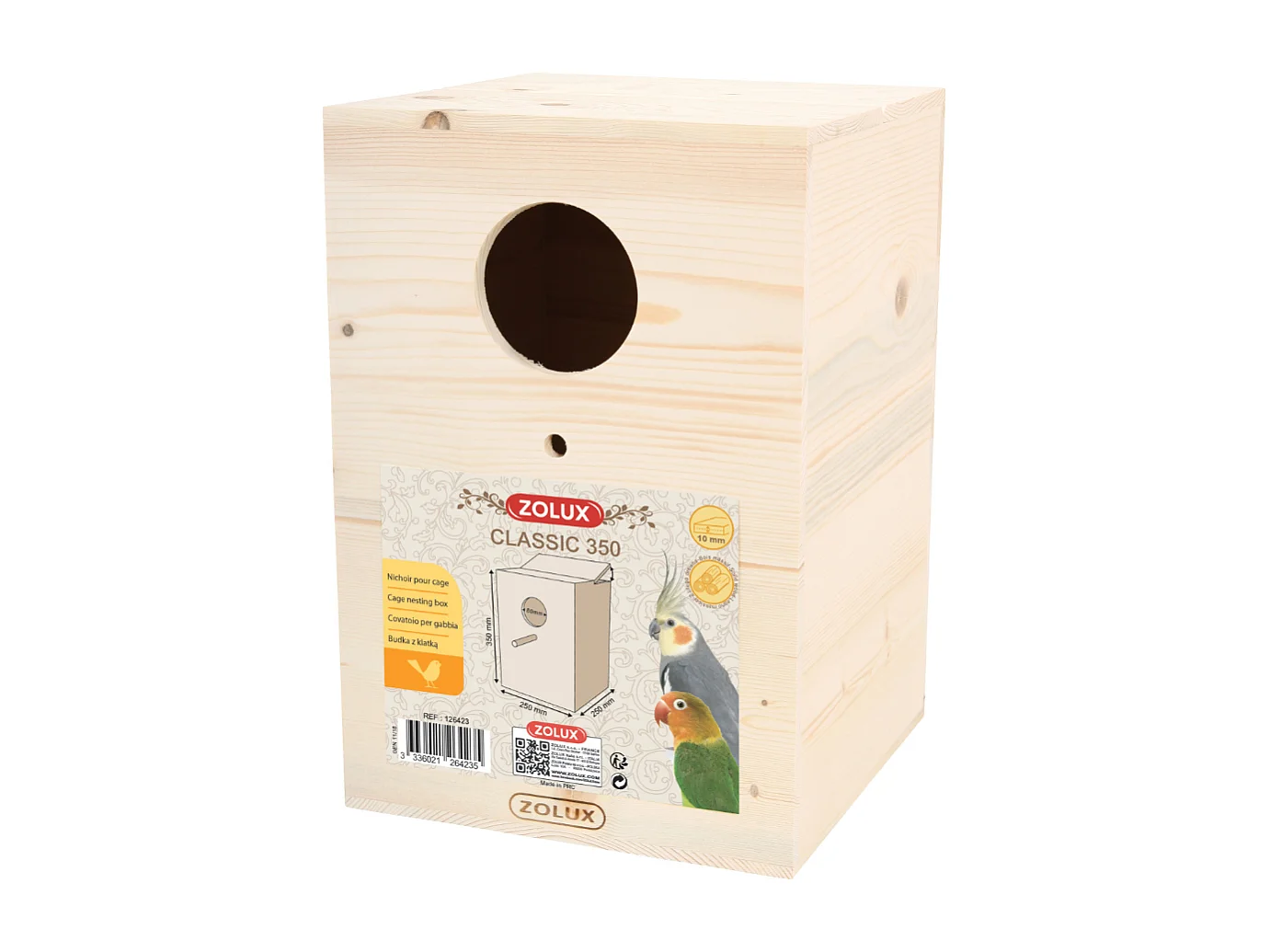 Nichoir pour cage en bois brut