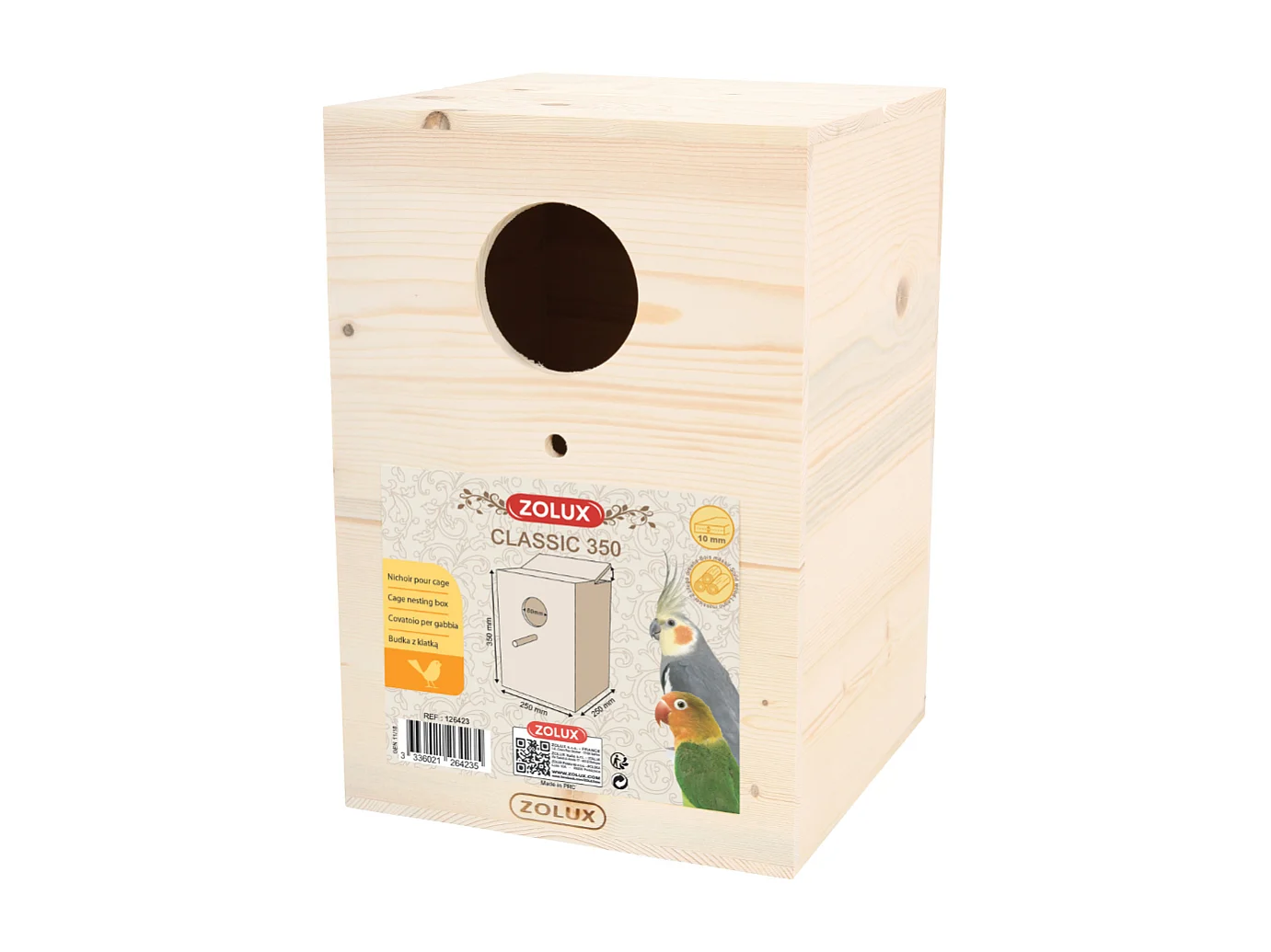 Nichoir pour cage en bois brut