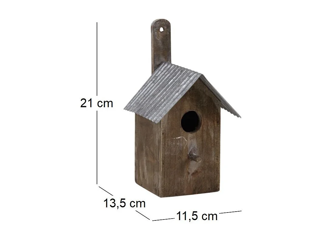 Nichoir oiseau bois et zinc
