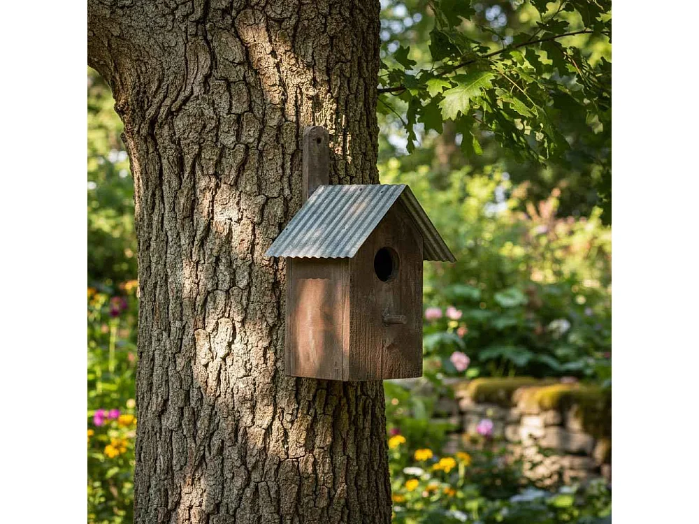 Nichoir oiseau bois et zinc