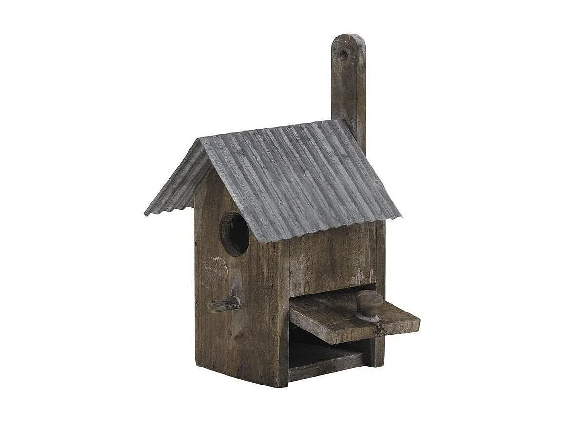 Nichoir oiseau bois et zinc