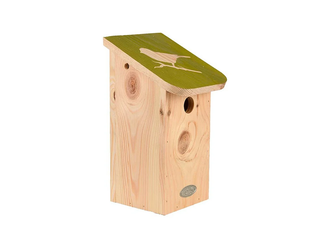 Nichoir pour mésange bleue en pin pochoir