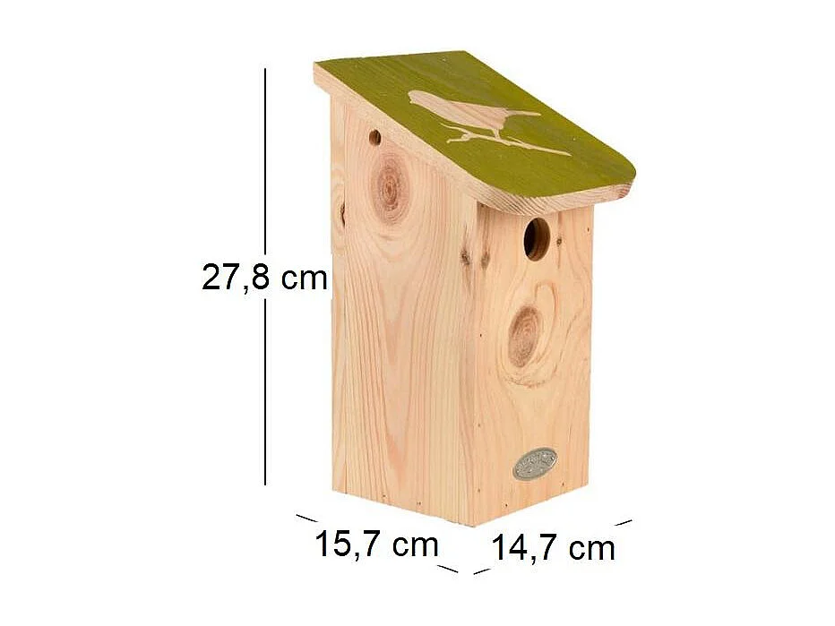 Nichoir pour mésange bleue en pin pochoir