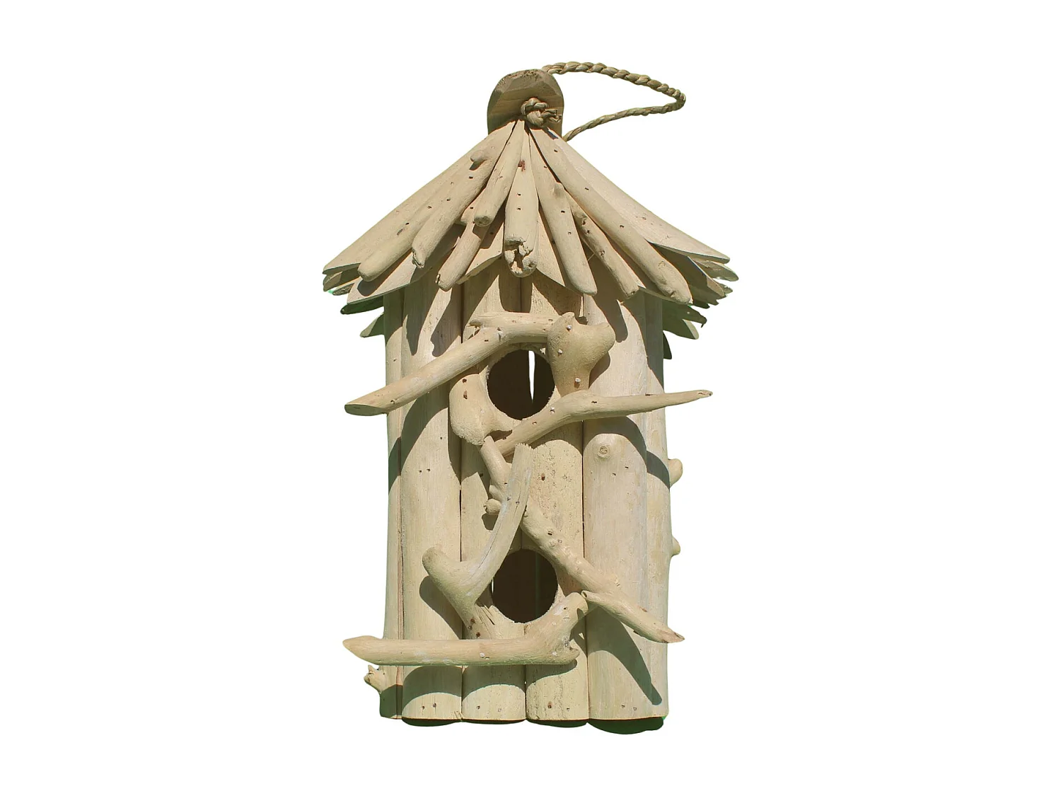 Nichoir carré double en bois d'albésia à suspendre