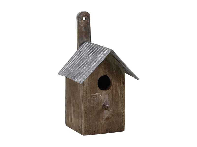 Nichoir oiseau bois et zinc (Lot de 2)