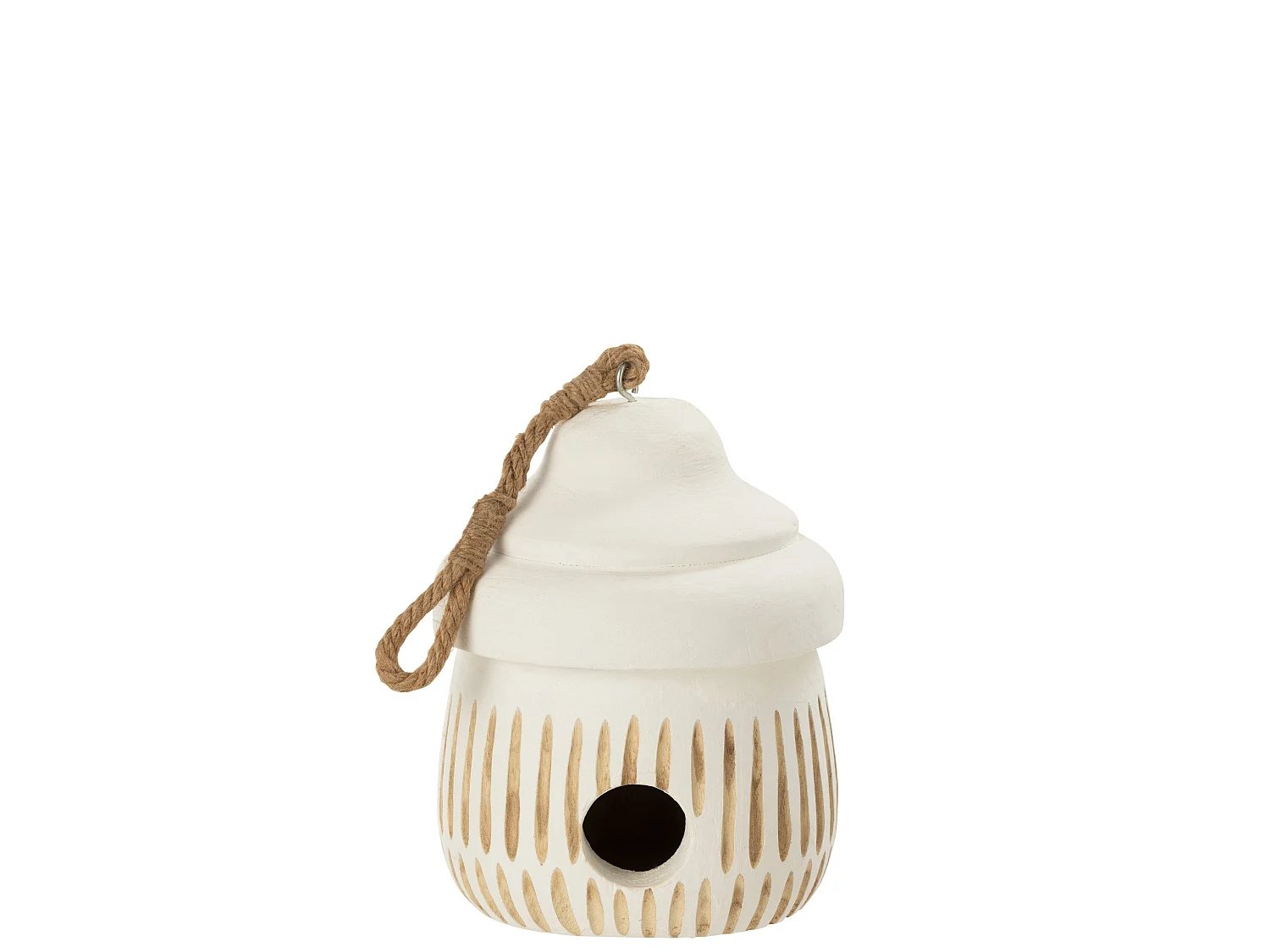 Nichoir pour Oiseaux en Bois "Ying" 27cm Blanc & Naturel