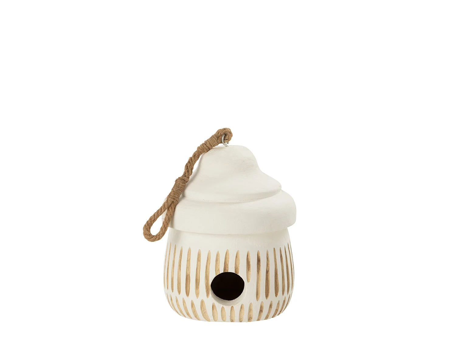 Nichoir pour Oiseaux en Bois "Ying" 27cm Blanc & Naturel