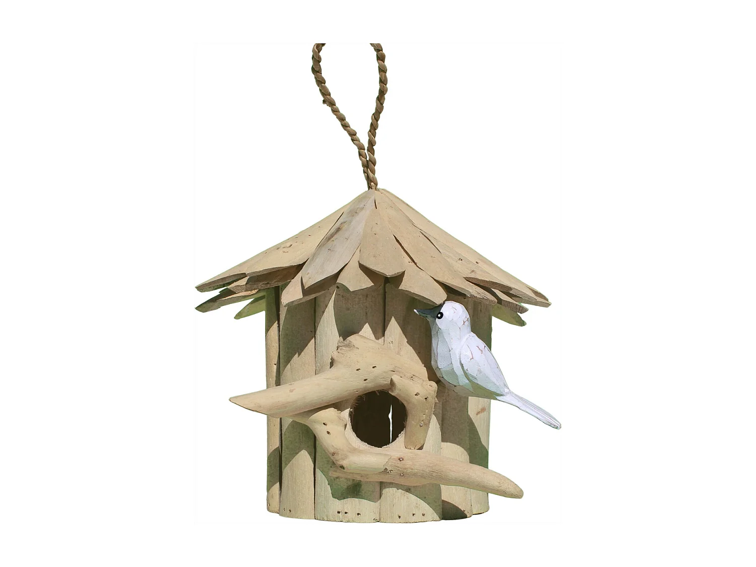 Nichoir rond en bois d'albésia 23 x 22 cm