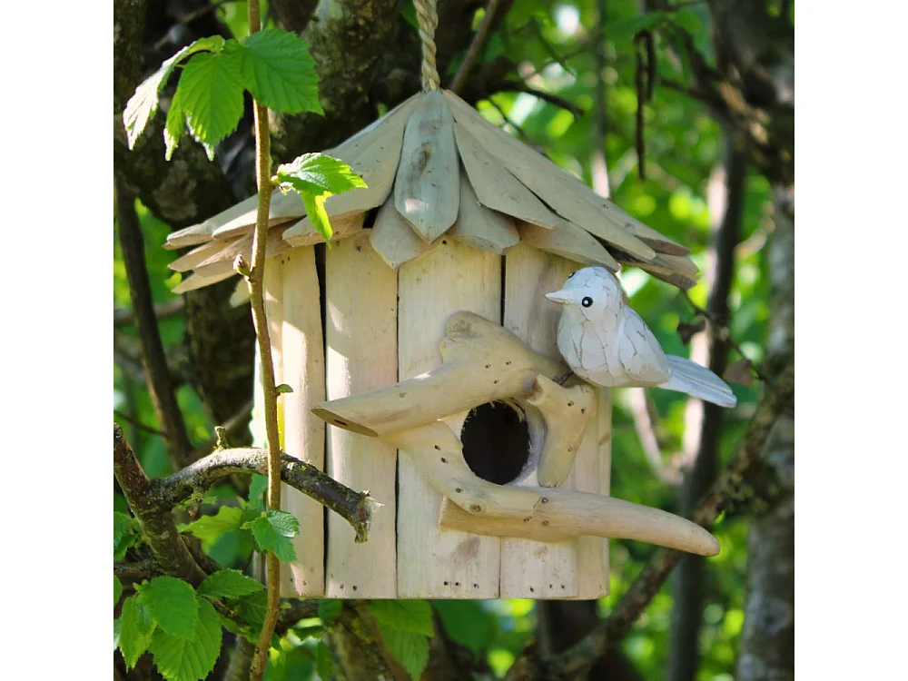 Nichoir rond en bois d'albésia 23 x 22 cm