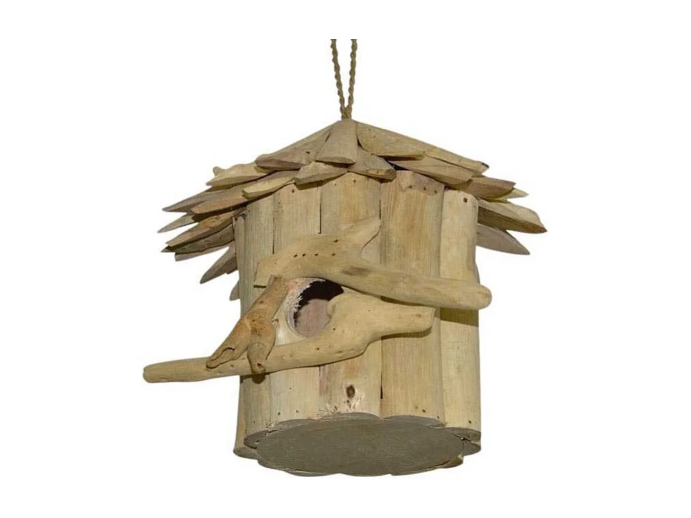 Nichoir rond en bois d'albésia 23 x 22 cm