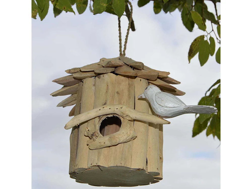 Nichoir rond en bois d'albésia 23 x 22 cm