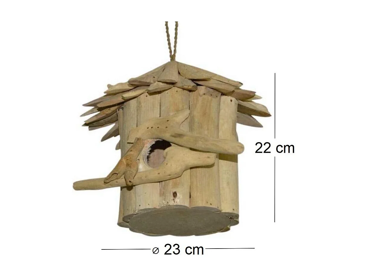 Nichoir rond en bois d'albésia 23 x 22 cm