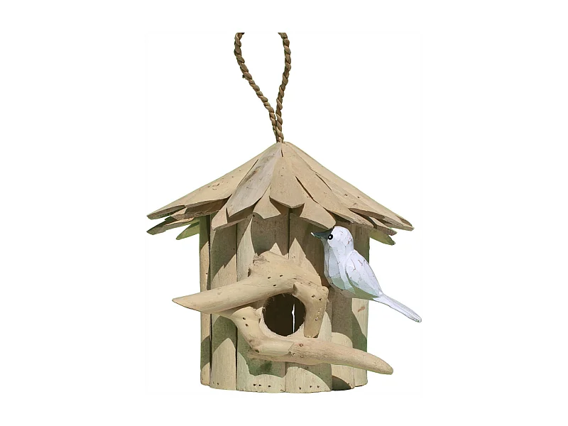 Nichoir rond en bois d'albésia 23 x 22 cm