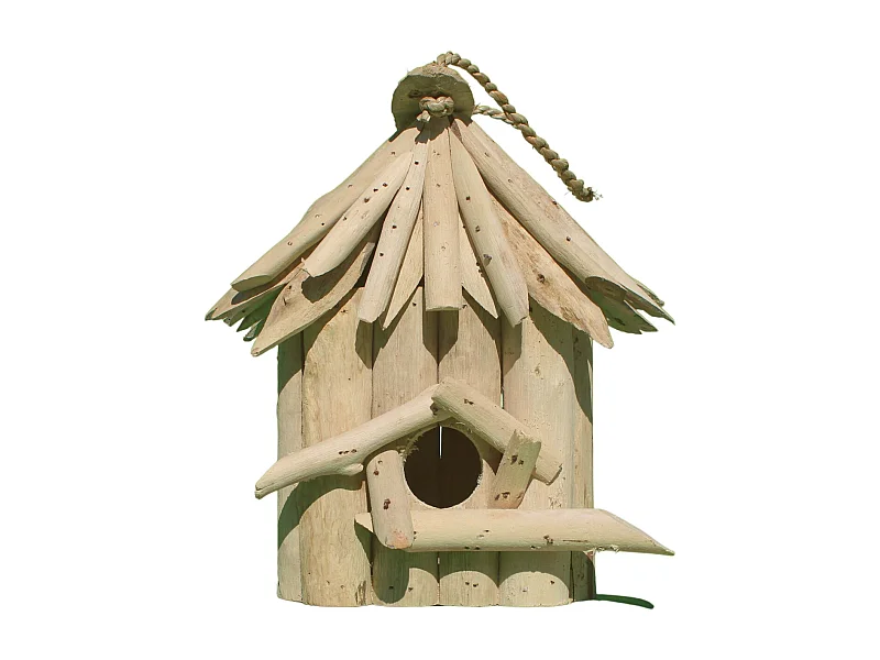 Nichoir carré en bois d'albésia à suspendre 20 x 17 x 24 cm