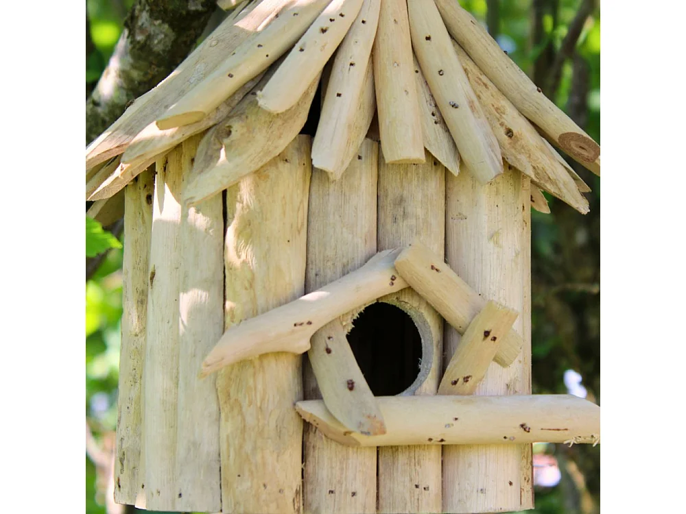 Nichoir carré en bois d'albésia à suspendre 20 x 17 x 24 cm