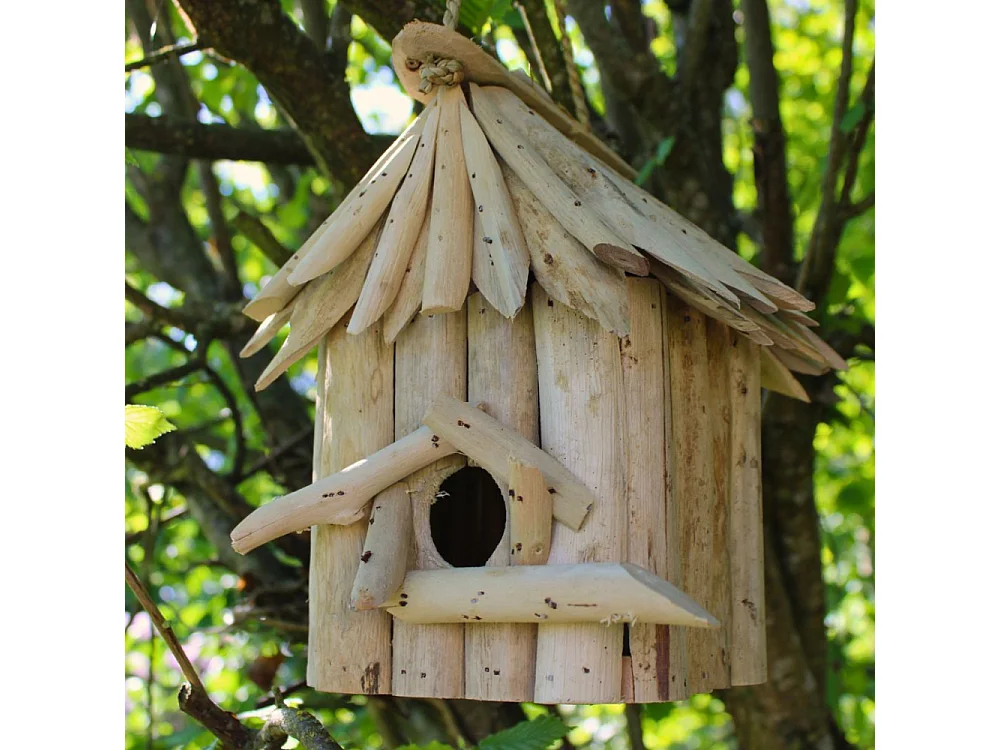 Nichoir carré en bois d'albésia à suspendre 20 x 17 x 24 cm