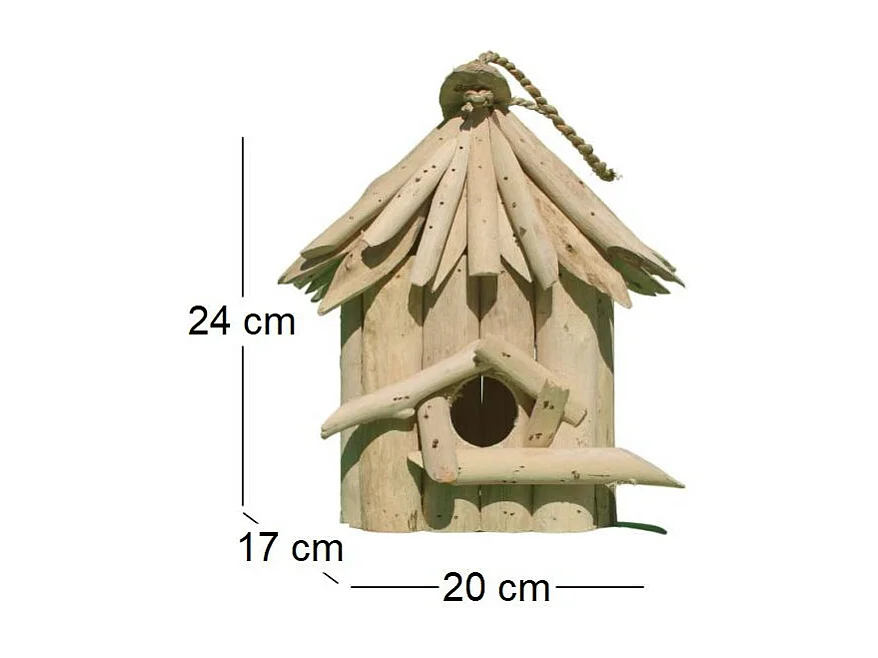 Nichoir carré en bois d'albésia à suspendre 20 x 17 x 24 cm
