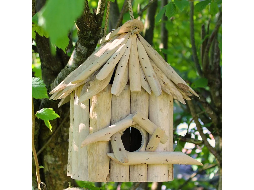 Nichoir carré en bois d'albésia à suspendre 20 x 17 x 24 cm