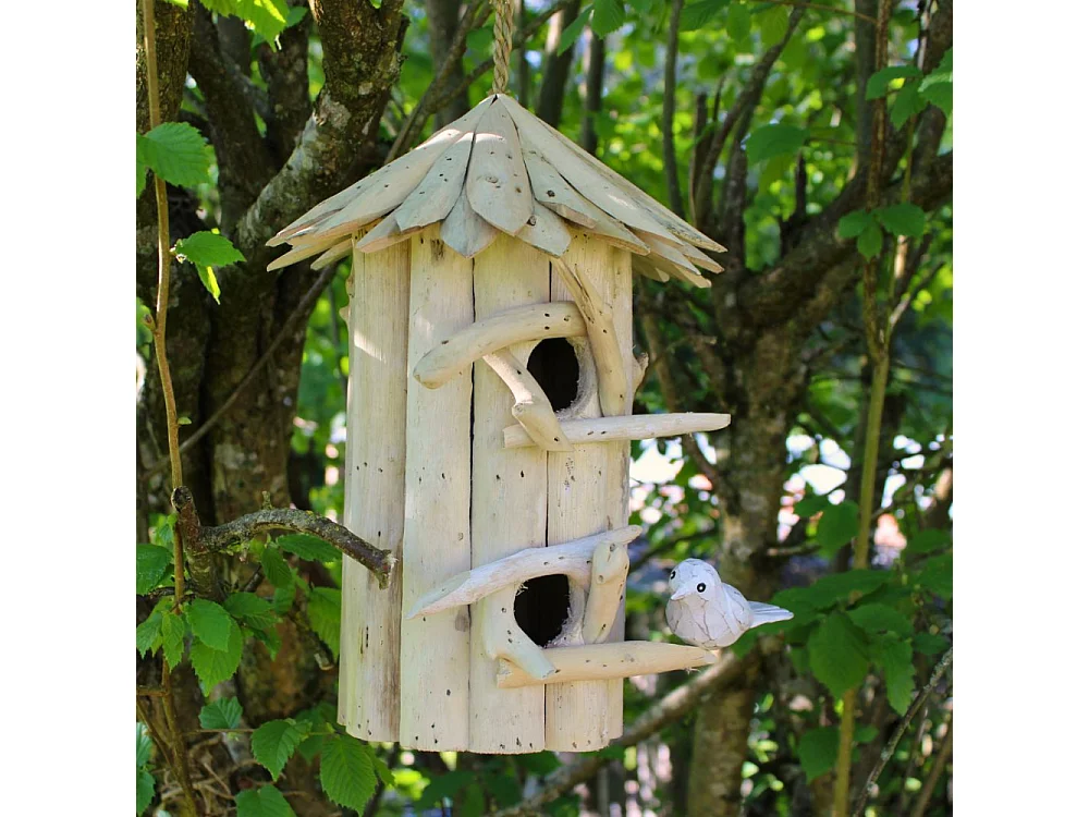 Nichoir hôtel en bois d'albésia à suspendre 26 x 36 cm