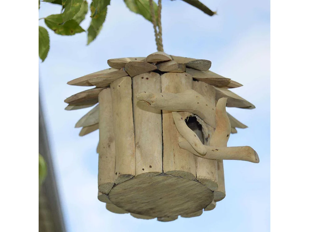 Nichoir rond en bois d'albésia 20 x 18 cm