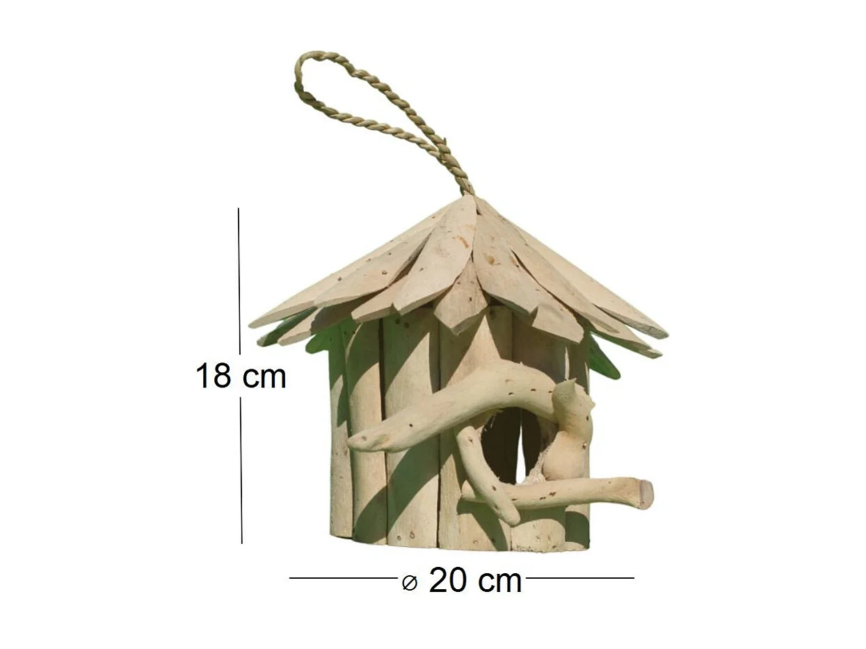 Nichoir rond en bois d'albésia 20 x 18 cm