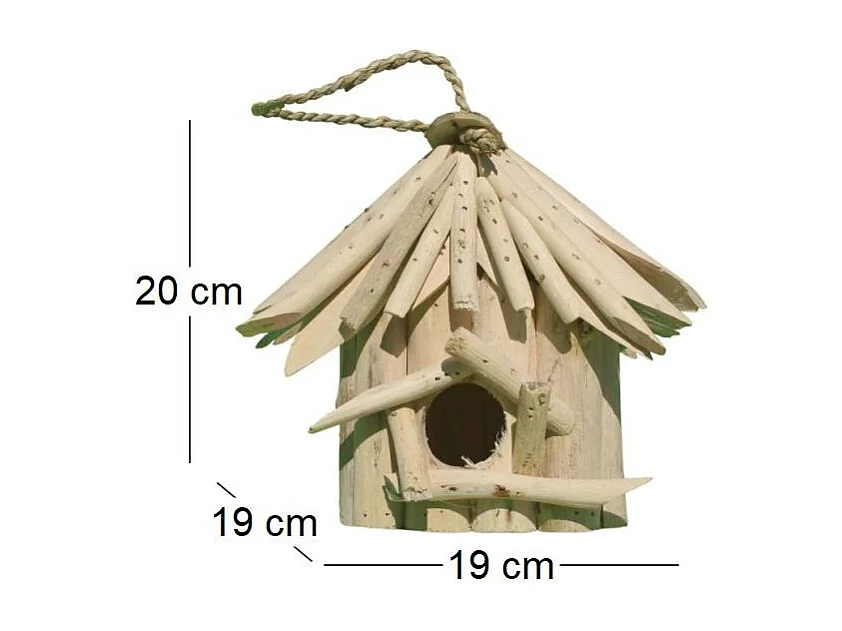 Nichoir carré en bois d'albésia à suspendre 19 x 19 x 20 cm