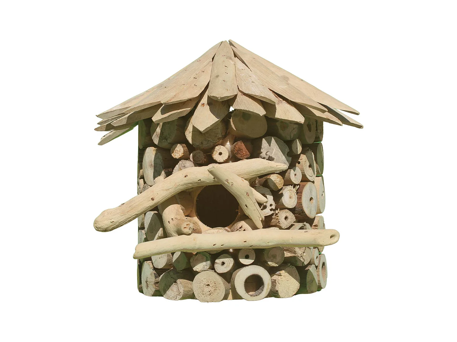 Nichoir demi-rond en bois d'albésia à accorcher