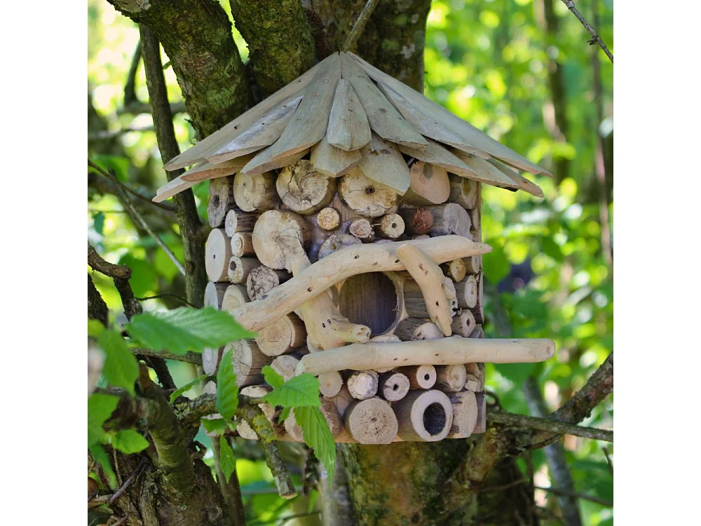 Nichoir demi-rond en bois d'albésia à accorcher