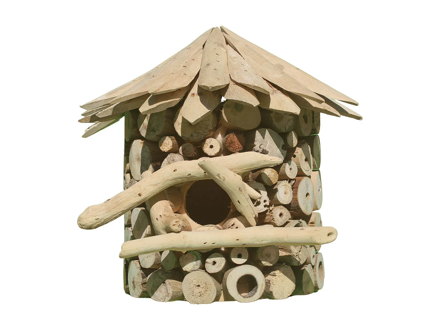 Nichoir demi-rond en bois d'albésia à accorcher