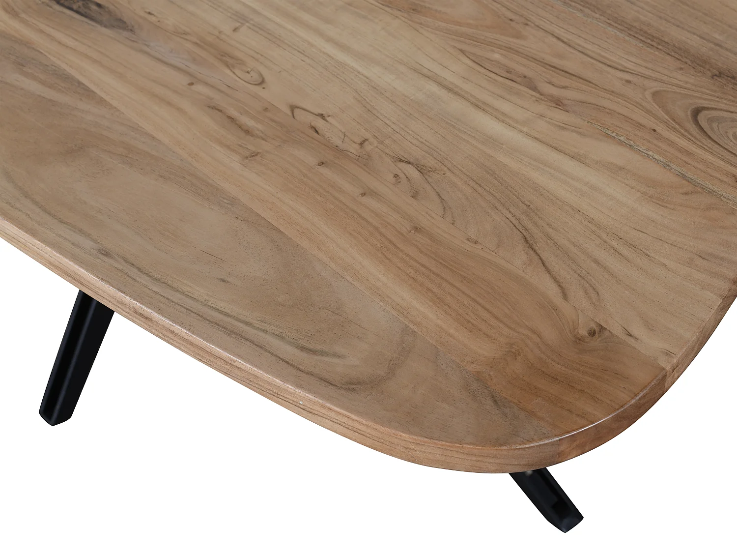 Tavolo da pranzo 8 coperti in Legno di acacia e Metallo Naturale e Nero  - LIVIANI