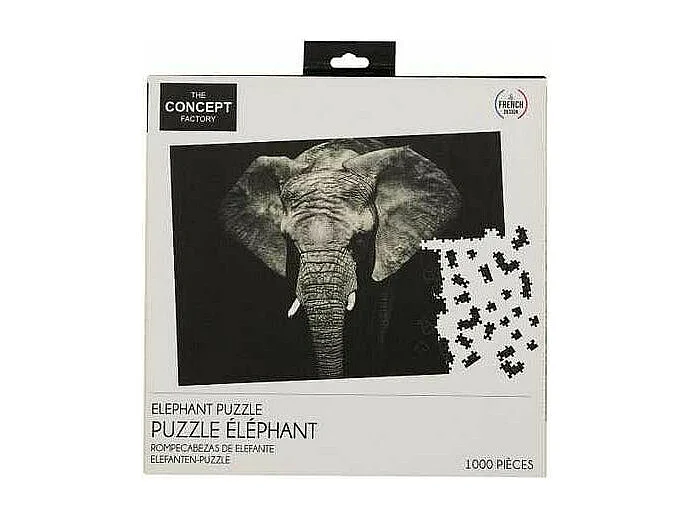 Puzzle Éléphant "1000 Pièces" 48x73cm Noir & Gris