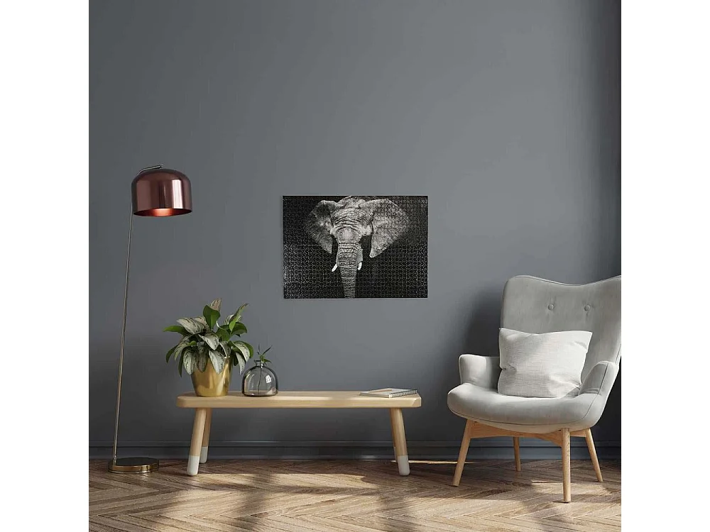 Puzzle Éléphant "1000 Pièces" 48x73cm Noir & Gris