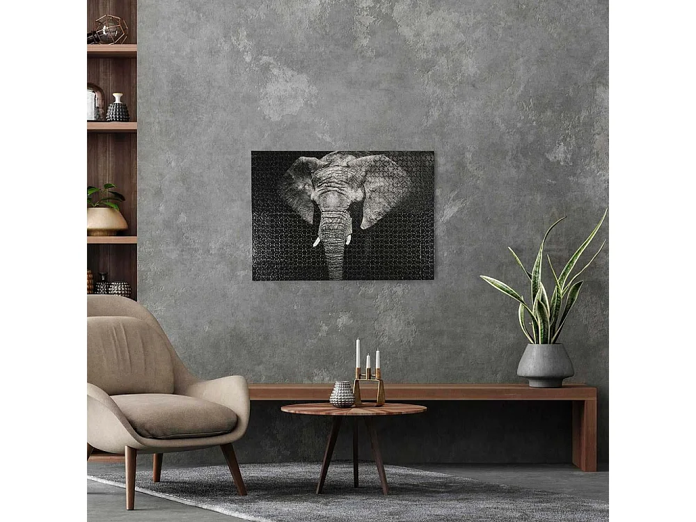 Puzzle Éléphant "1000 Pièces" 48x73cm Noir & Gris