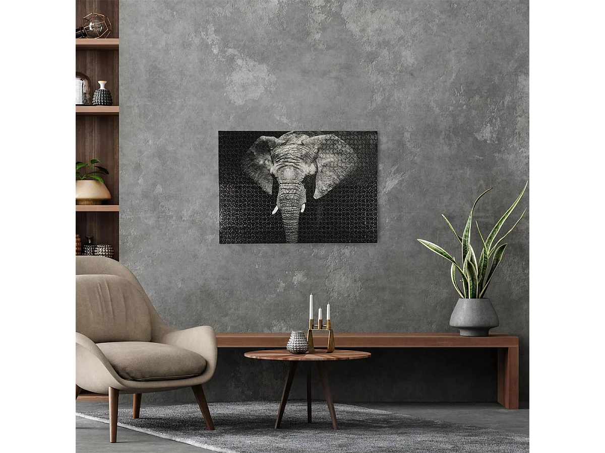 Puzzle Éléphant "1000 Pièces" 48x73cm Noir & Gris