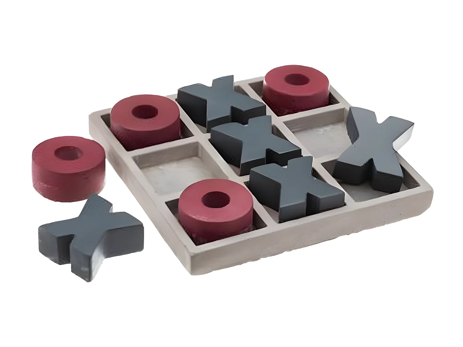 Jeu de Société en Ciment "Morpion" 15cm Gris