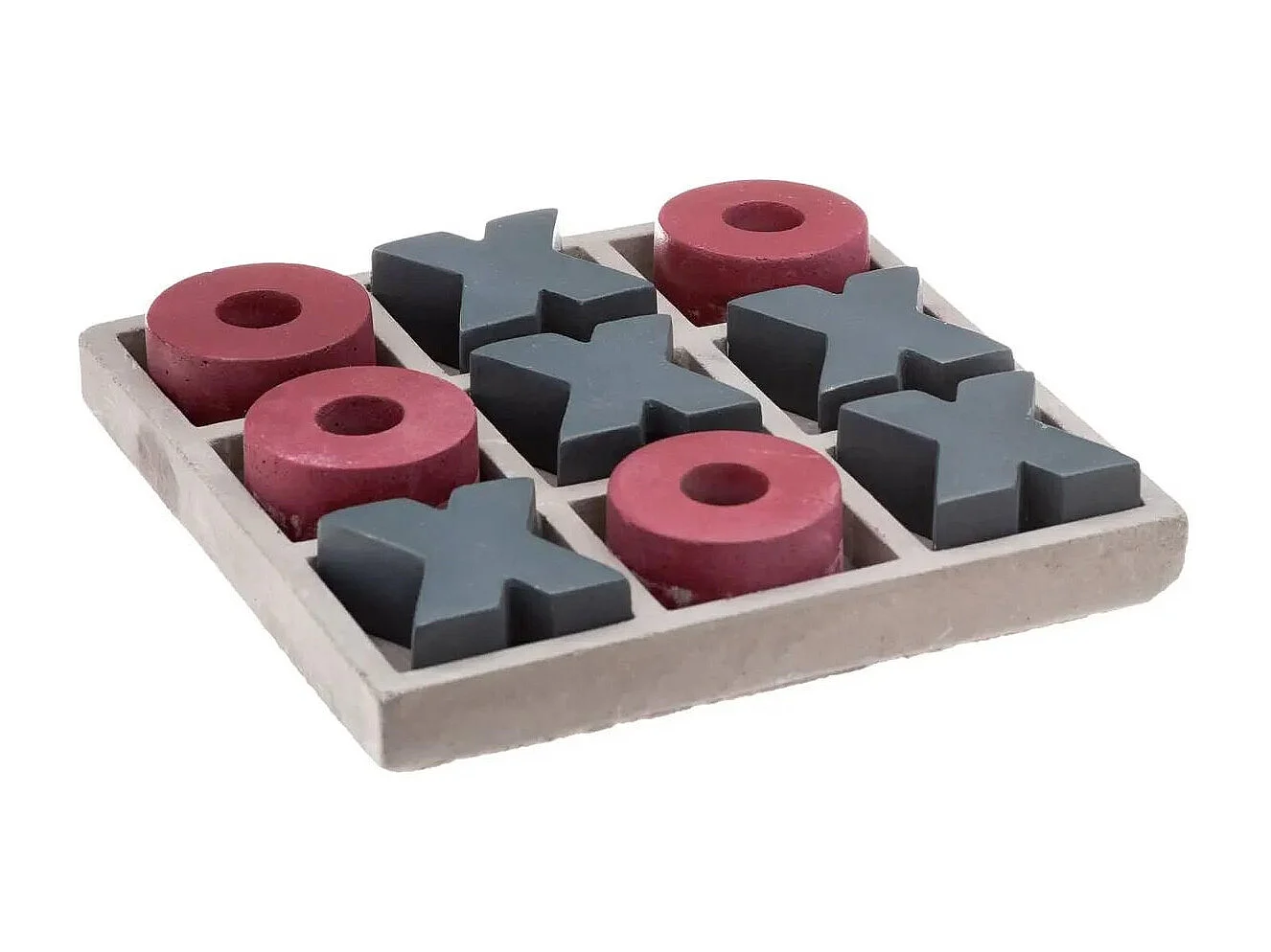 Jeu de Société en Ciment "Morpion" 15cm Gris