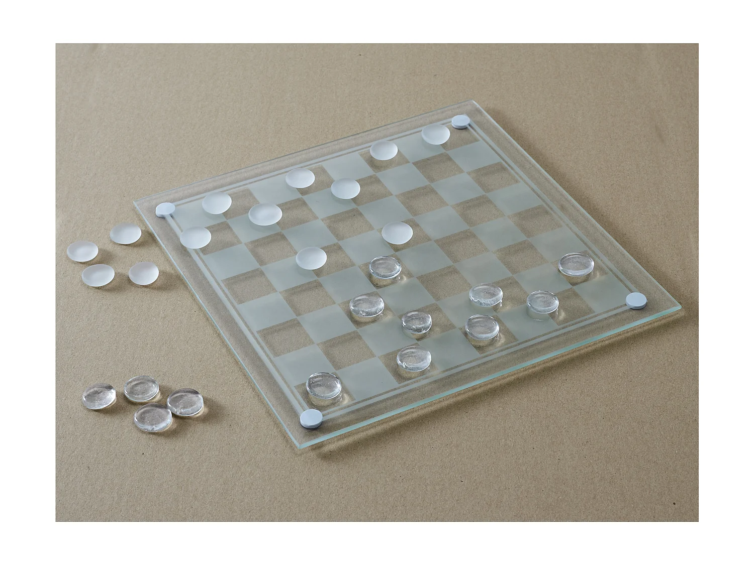 12jeu De Dames En Verre Blanc, Noir