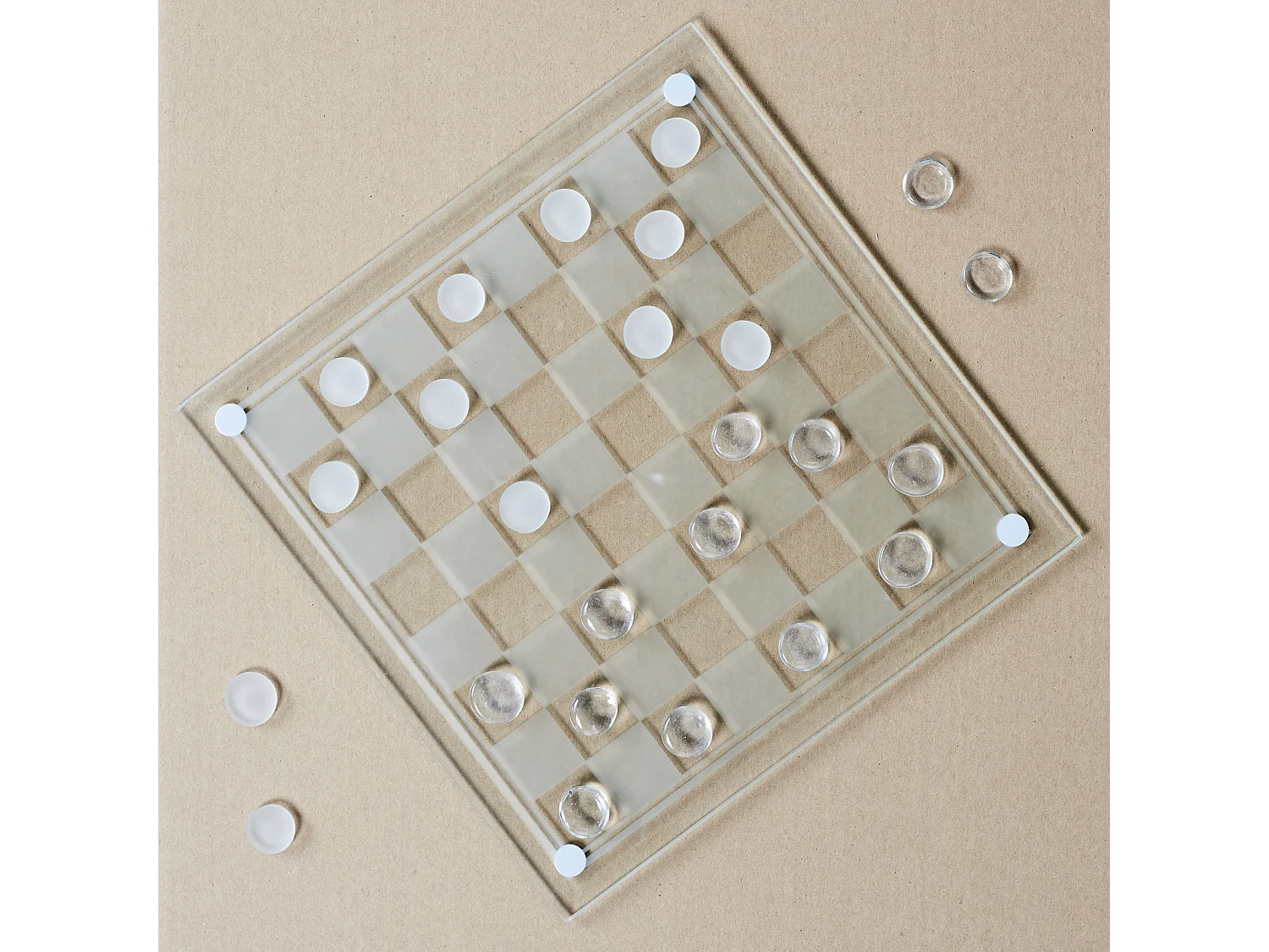 12jeu De Dames En Verre Blanc, Noir