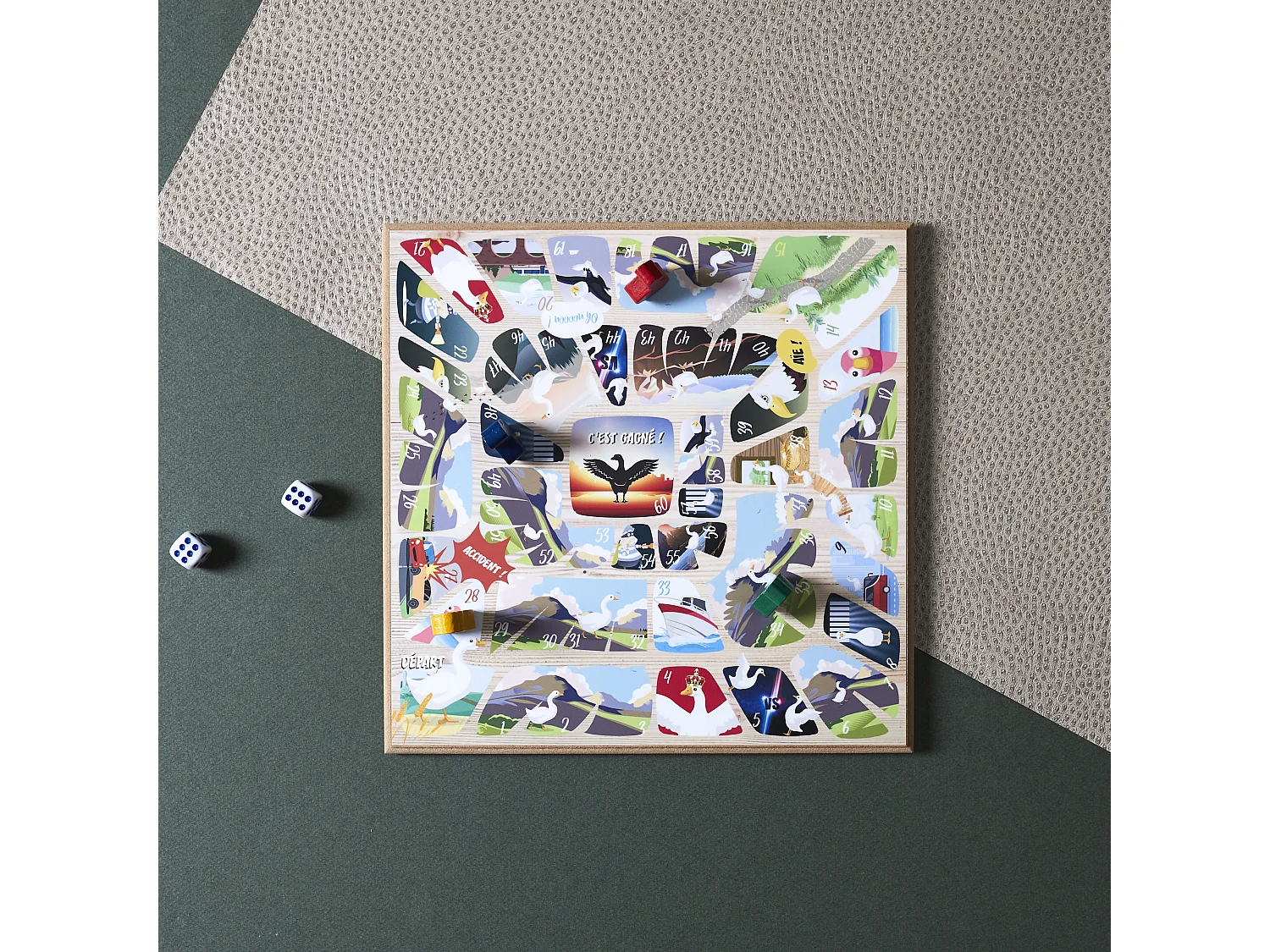 Jeu De L Oie En Bois Rouge, Bleu, Vert, Jaune