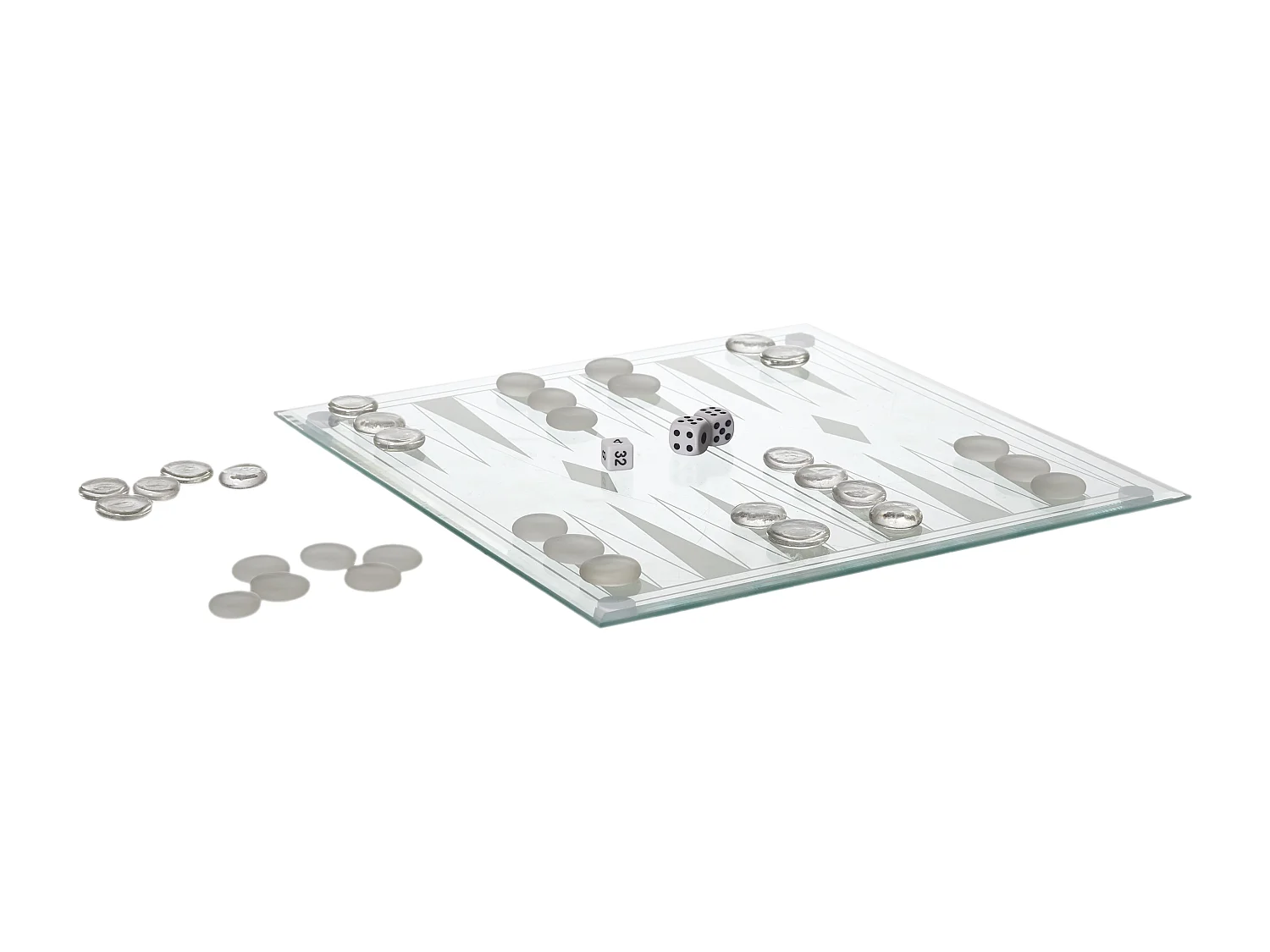 Jeu De Backgammon En Verre Blanc, Noir